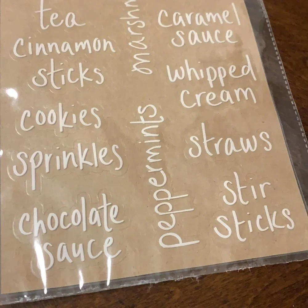 1 sheet of adhesive kitchen labels